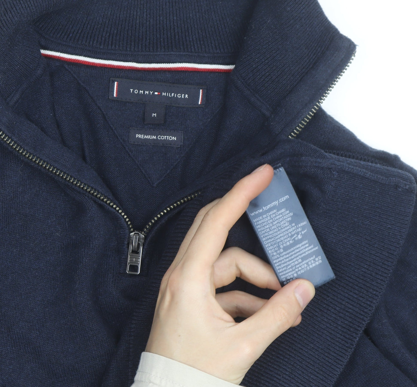 Tommy Hilfiger Men's Blue Cotton Half Zip Jumper Size M