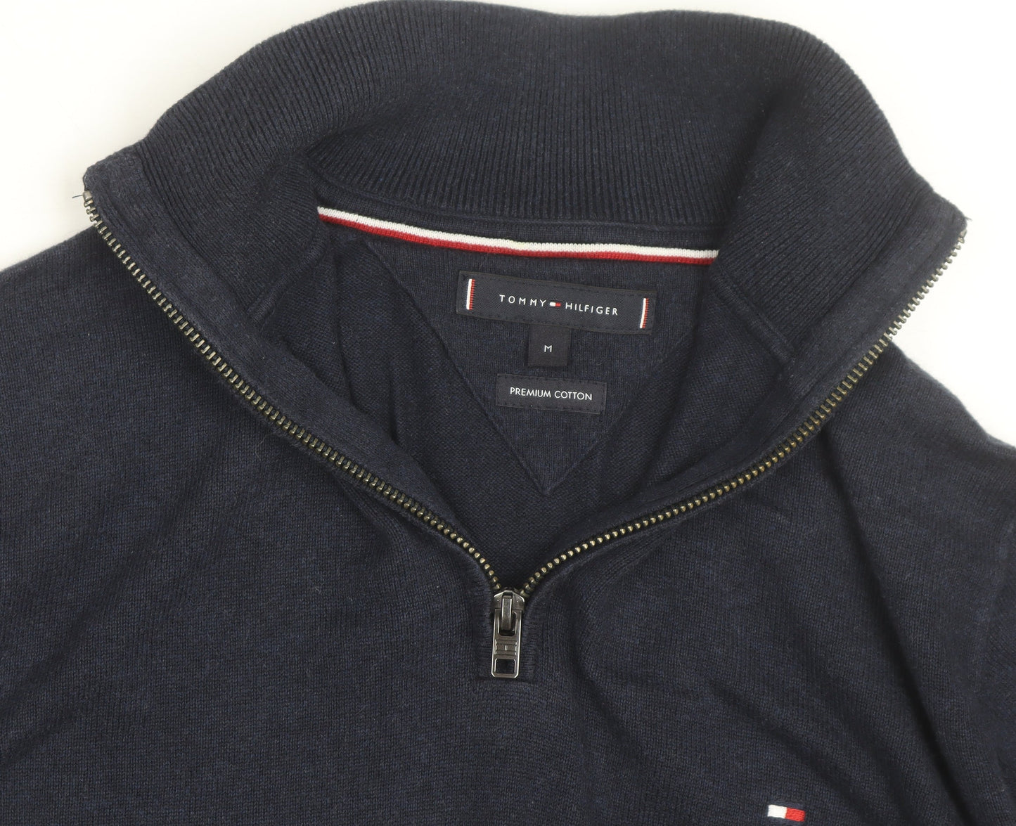 Tommy Hilfiger Men's Blue Cotton Half Zip Jumper Size M