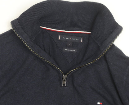 Tommy Hilfiger Men's Blue Cotton Half Zip Jumper Size M