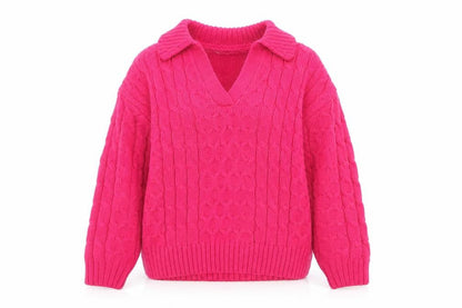 Tu Women’s Pink Cable-Knit V-Neck Pullover Jumper Size 8