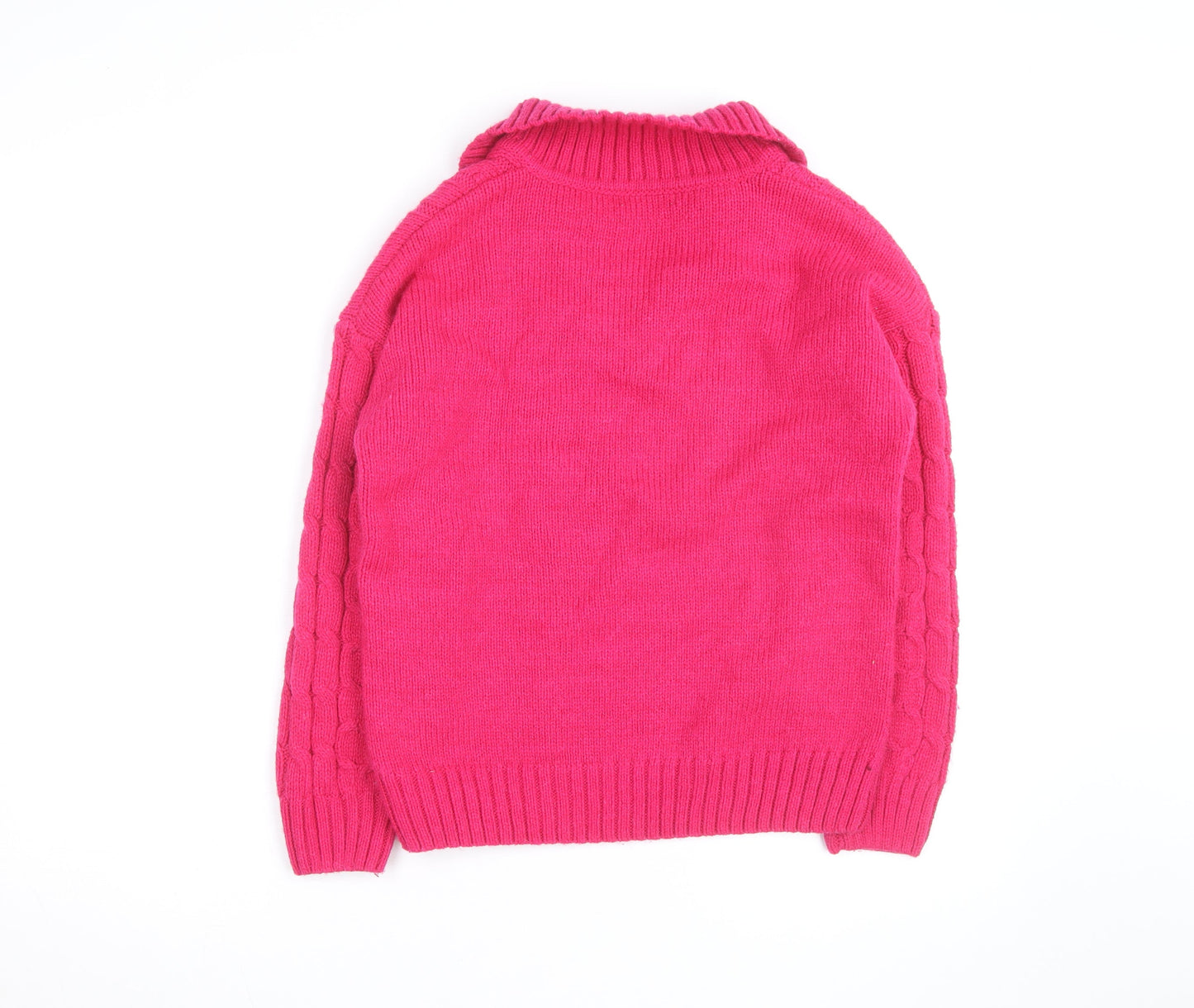 Tu Women’s Pink Cable-Knit V-Neck Pullover Jumper Size 8