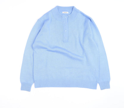 Damart Women Blue Henley Jumper Size 14/16 Acrylic Knit
