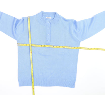 Damart Women Blue Henley Jumper Size 14/16 Acrylic Knit
