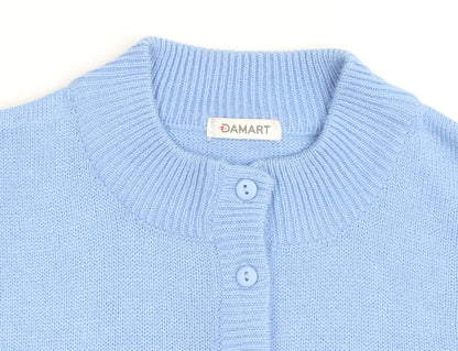 Damart Women Blue Henley Jumper Size 14/16 Acrylic Knit