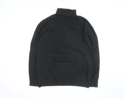 H&M Men's Black Roll Neck Cotton Knit Jumper Size M