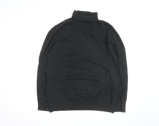 H&M Men's Black Roll Neck Cotton Knit Jumper Size M