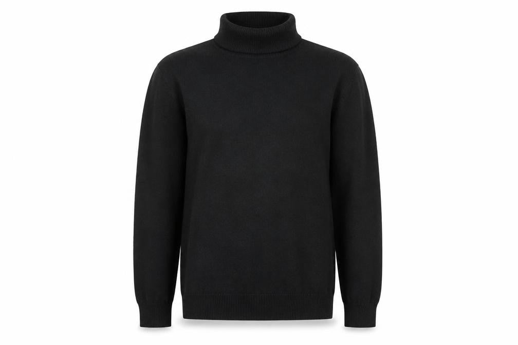 H&M Men's Black Roll Neck Cotton Knit Jumper Size M