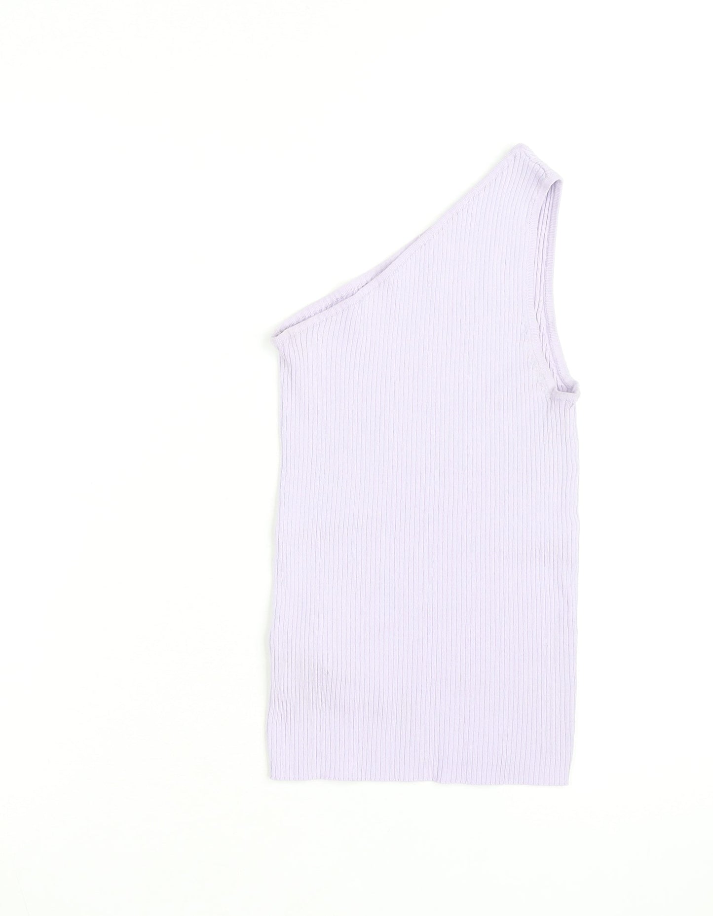 MNG Women Purple One Shoulder Ribbed Knit Tank Top Size S