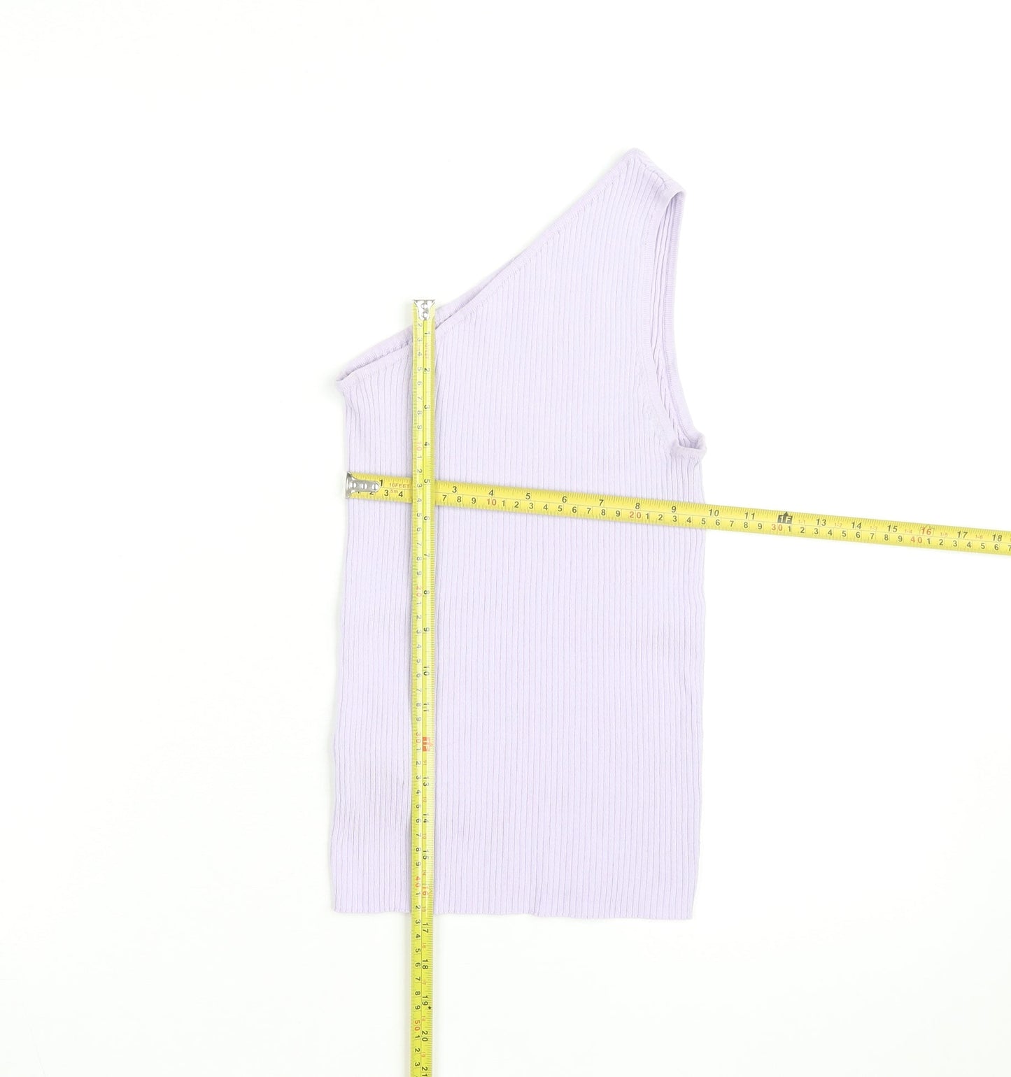 MNG Women Purple One Shoulder Ribbed Knit Tank Top Size S