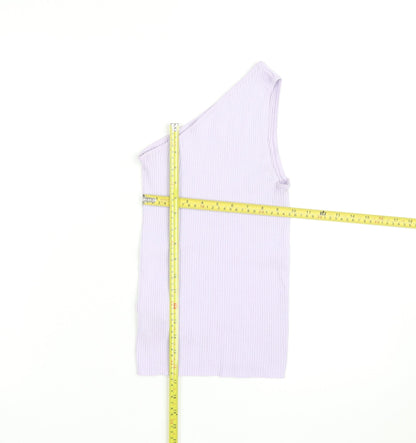 MNG Women Purple One Shoulder Ribbed Knit Tank Top Size S