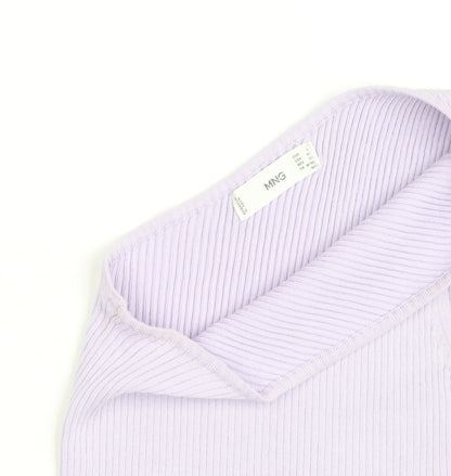 MNG Women Purple One Shoulder Ribbed Knit Tank Top Size S