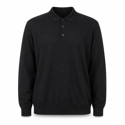 Marks and Spencer Mens Black Merino Wool Long Sleeve Polo XL Classic Fit