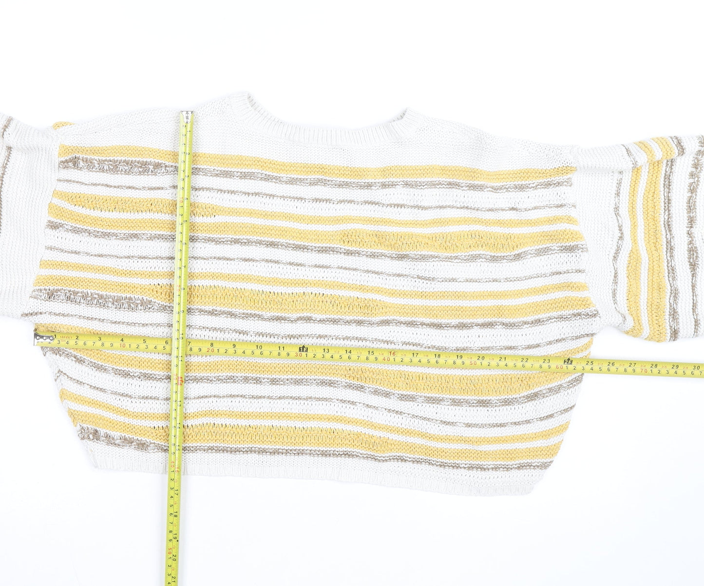 Pull&Bear Women’s Multicoloured Striped Knit Pullover Jumper Size M
