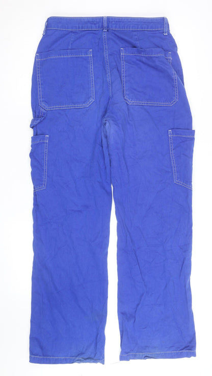 Denim Co Women's Blue Cargo Trousers Size 12 Cotton Utility Pants