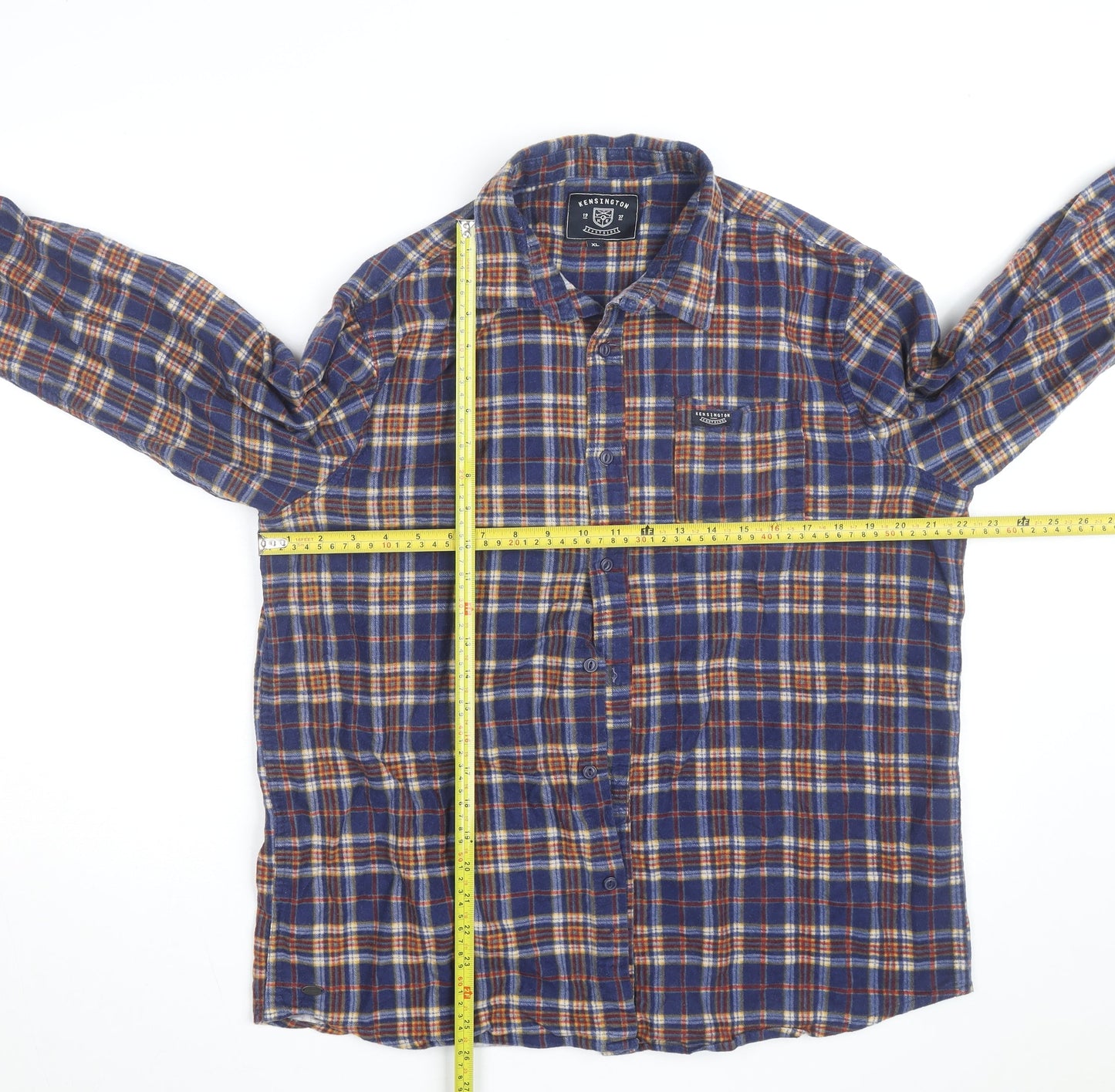 Kensington Eastside Men's Blue Plaid Flannel Button-Up Shirt XL