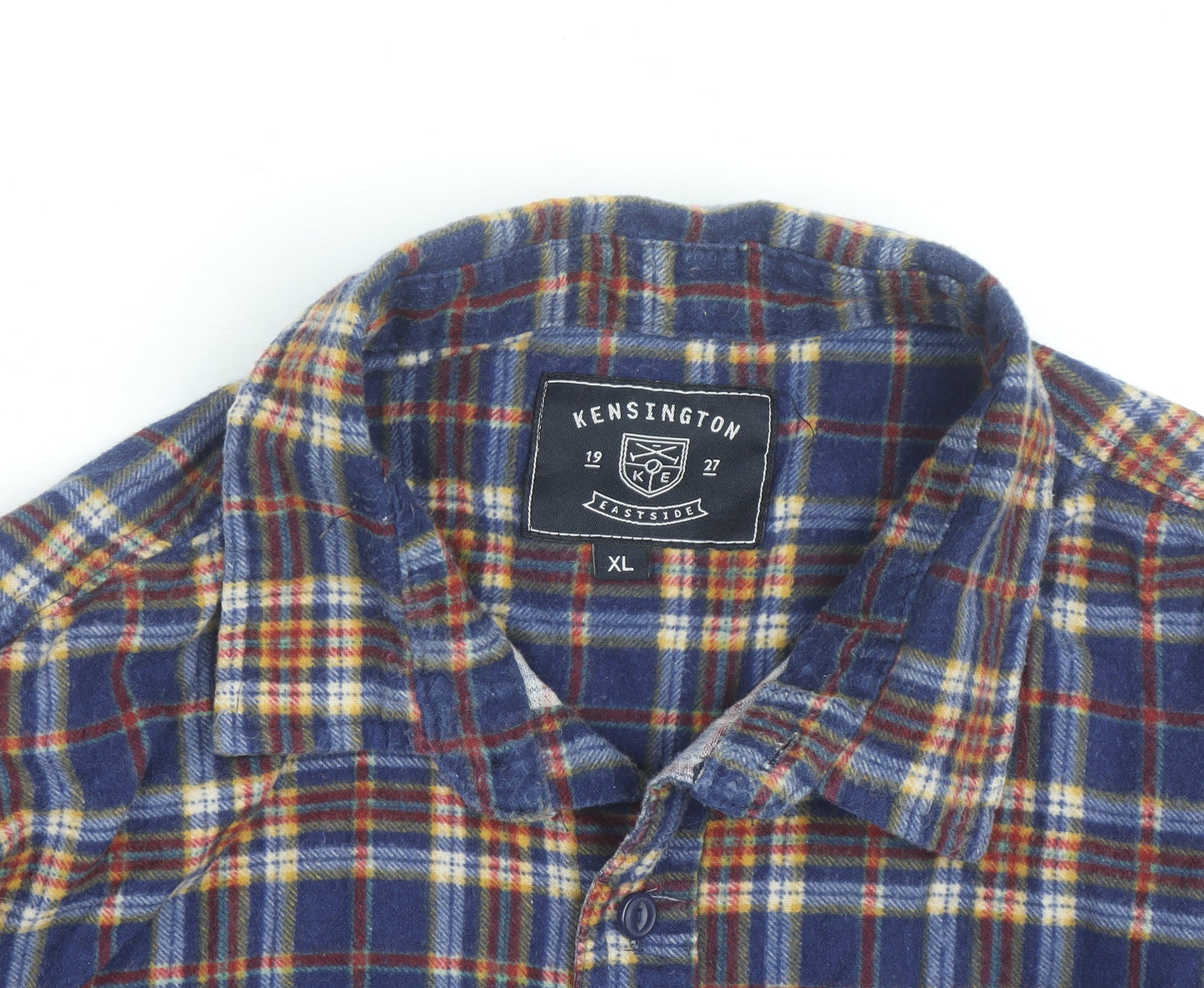 Kensington Eastside Men's Blue Plaid Flannel Button-Up Shirt XL