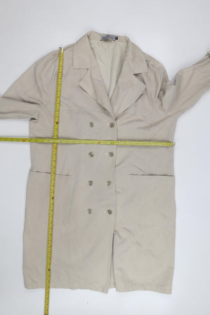 Inchino Women's Beige Long Trench Coat Size M Classic Cotton