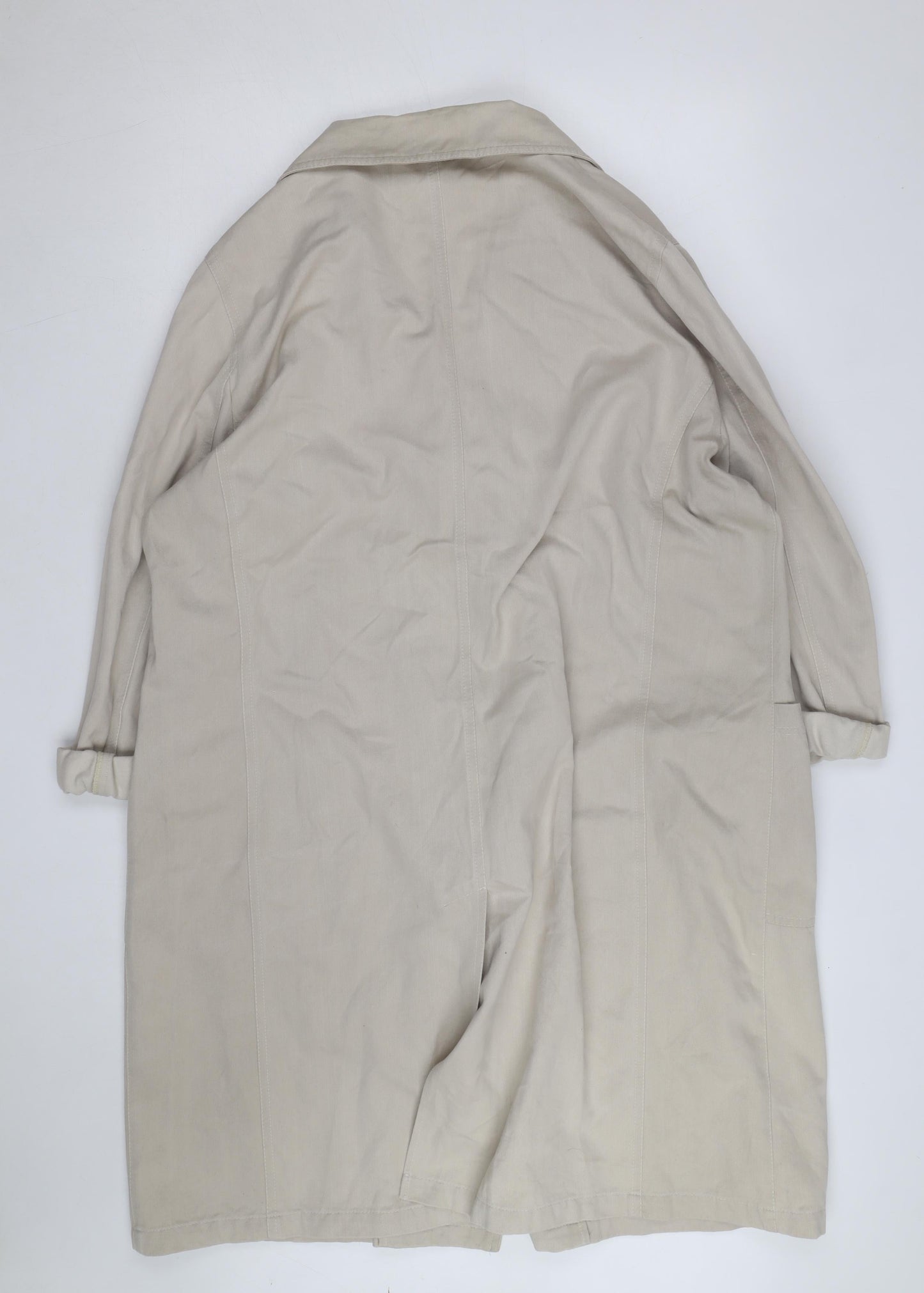Inchino Women's Beige Long Trench Coat Size M Classic Cotton