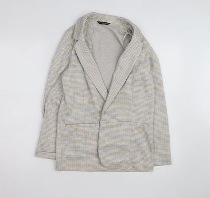 Et Vous Women's Beige Check Blazer Size 8 Classic Mid-Length Jacket