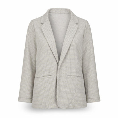 Et Vous Women's Beige Check Blazer Size 8 Classic Mid-Length Jacket
