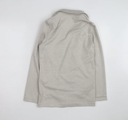 Et Vous Women's Beige Check Blazer Size 8 Classic Mid-Length Jacket
