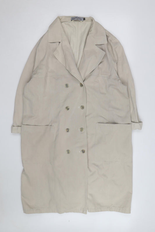 Inchino Women’s Beige Long Trench Coat M Cotton Buttoned