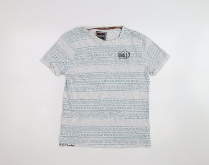SoulCal & Co Men's Grey Aztec Print Crew Neck Short Sleeve T-Shirt M