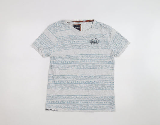 SoulCal & Co Men's Grey Aztec Print Crew Neck Short Sleeve T-Shirt M