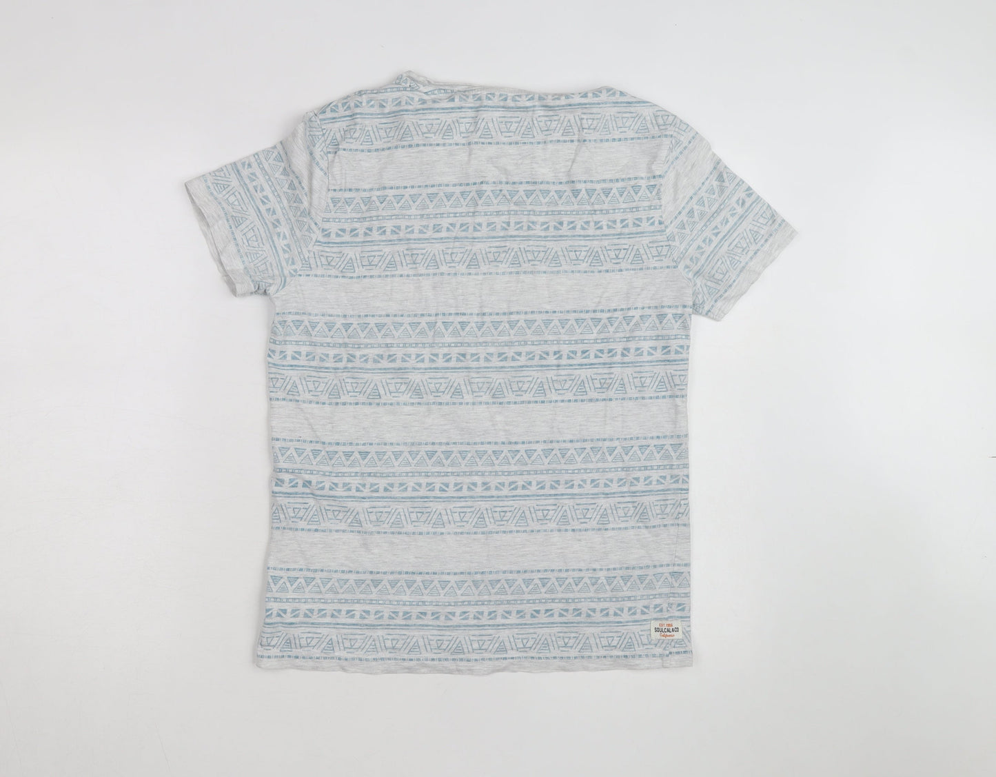 SoulCal & Co Men's Grey Aztec Print Crew Neck Short Sleeve T-Shirt M