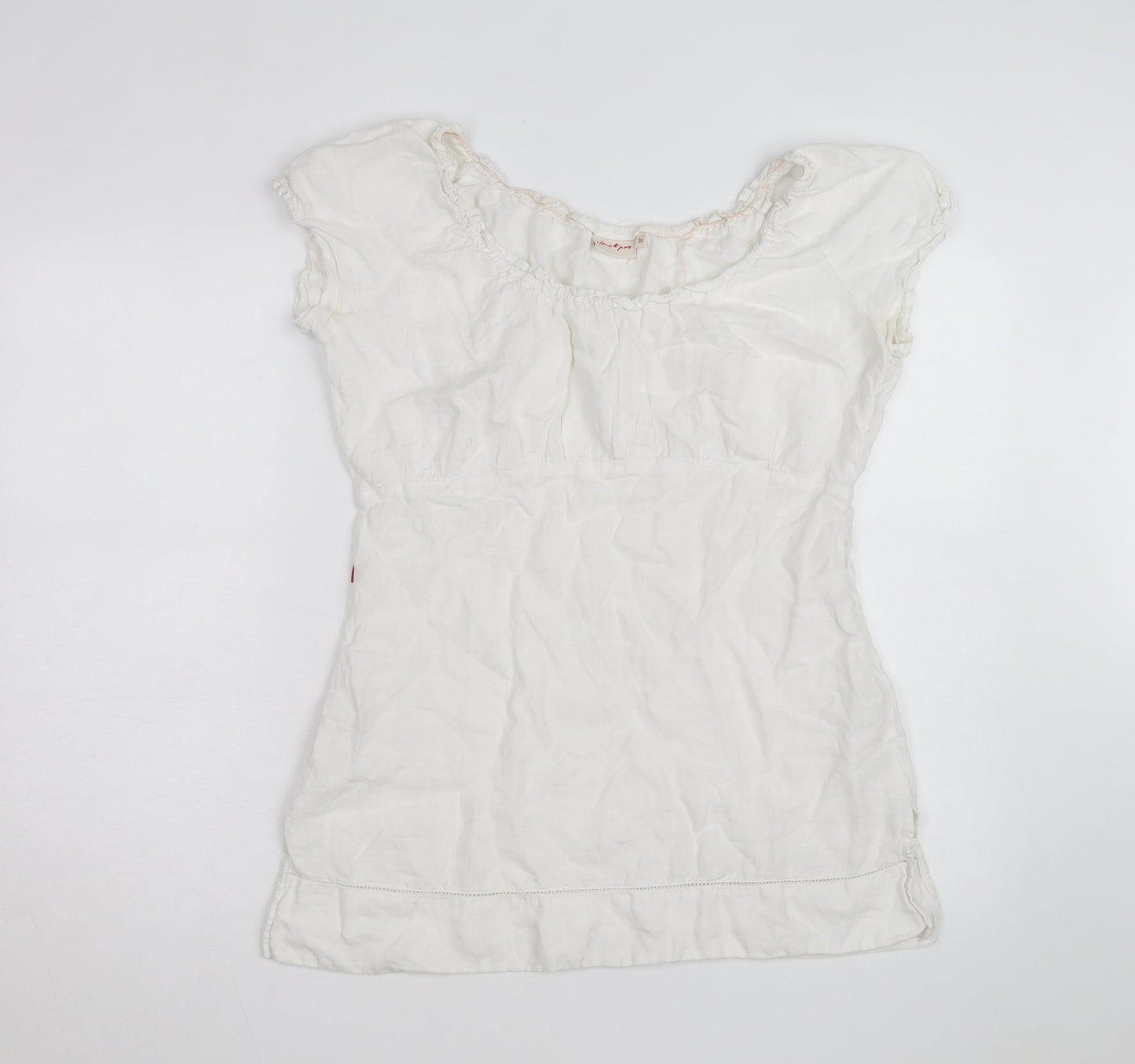 Jackpot Women's White Linen Short Sleeve Shift Dress Size 8