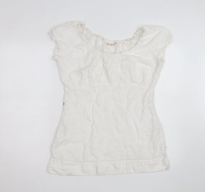 Jackpot Women's White Linen Short Sleeve Shift Dress Size 8