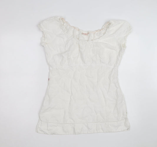 Jackpot Women's White Linen Short Sleeve Shift Dress Size 8