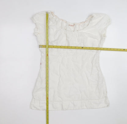 Jackpot Women's White Linen Short Sleeve Shift Dress Size 8