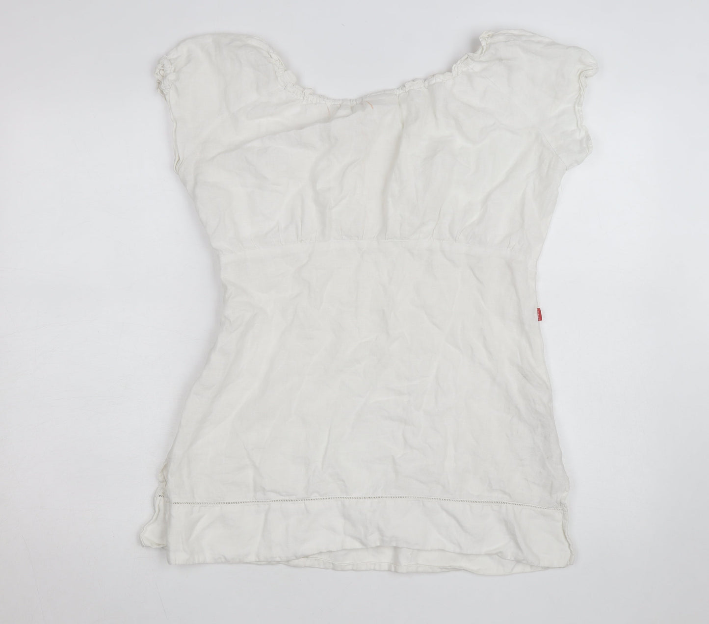 Jackpot Women's White Linen Short Sleeve Shift Dress Size 8