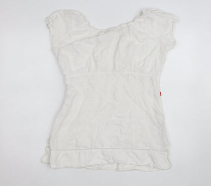 Jackpot Women's White Linen Short Sleeve Shift Dress Size 8