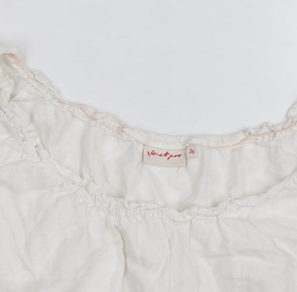 Jackpot Women's White Linen Short Sleeve Shift Dress Size 8