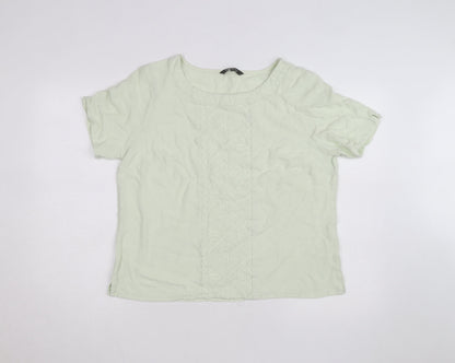 Bonmarché Women’s Green Short Sleeve Embroidered Woven Blouse Size 16