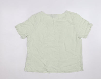 Bonmarché Women’s Green Short Sleeve Embroidered Woven Blouse Size 16