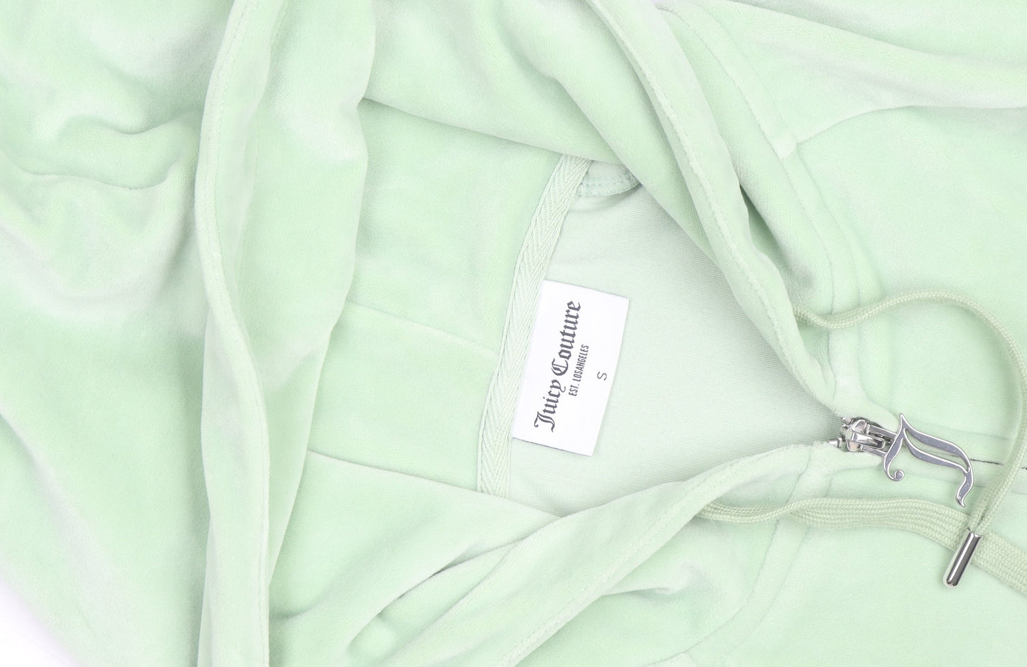 Juicy Couture Womens Green Velour Full Zip Hoodie S Rhinestone Logo