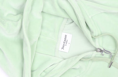 Juicy Couture Womens Green Velour Full Zip Hoodie S Rhinestone Logo