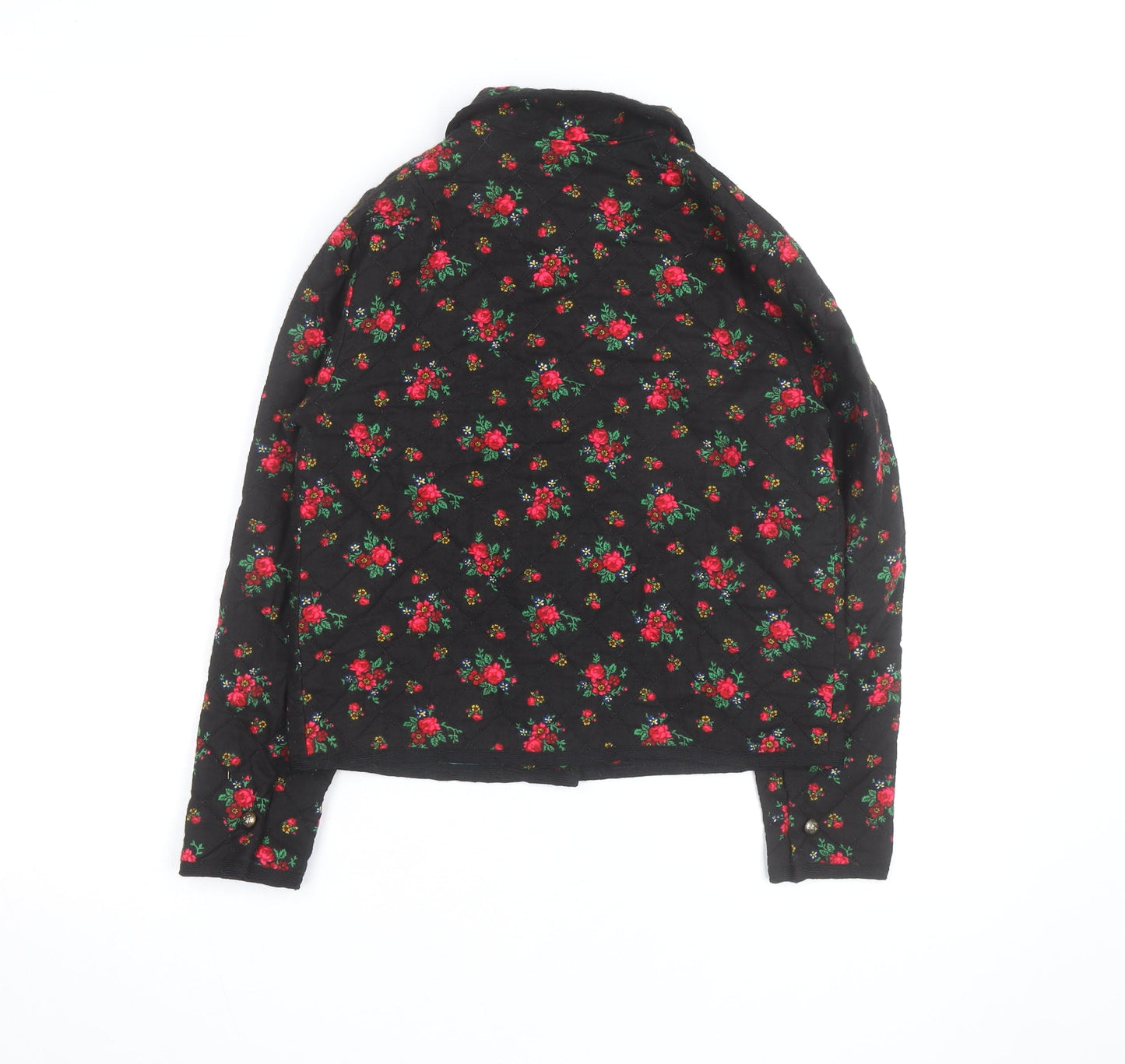 Hellweg Cherie Women's Black Floral Quilted Cotton Jacket Size 12