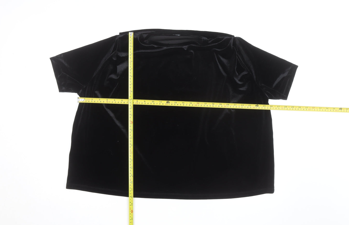 Mango Women's Black Velvet Short Sleeve Pullover Jumper Size 12