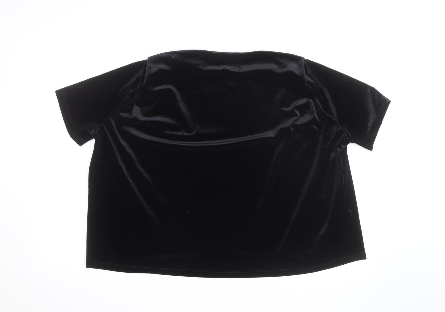 Mango Women's Black Velvet Short Sleeve Pullover Jumper Size 12