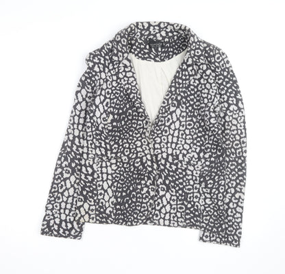 Topshop Women’s Grey Animal Print Cotton Blazer Size 8