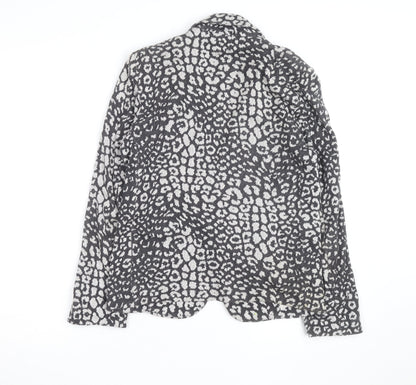 Topshop Women’s Grey Animal Print Cotton Blazer Size 8