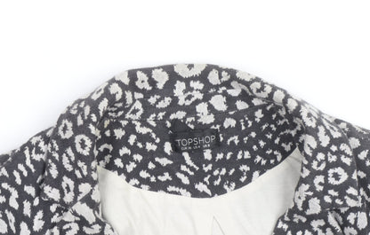 Topshop Women’s Grey Animal Print Cotton Blazer Size 8