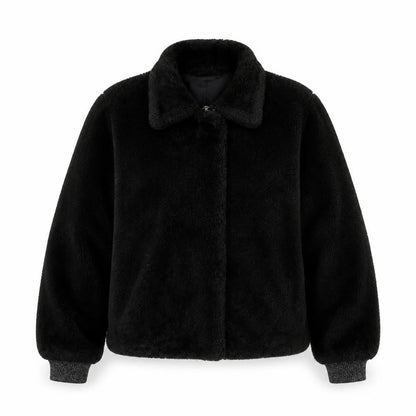 Sud Express Women’s Black Faux Fur Bomber Jacket Size S