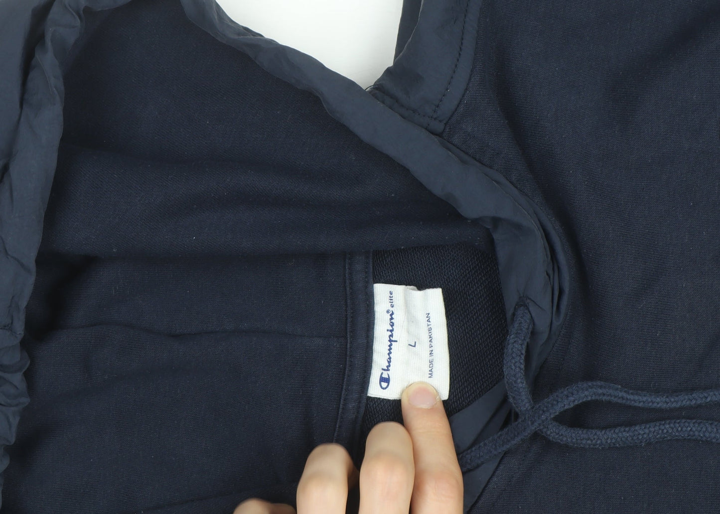 Champion Men's Blue Pullover Hoodie L Hooded Fleece Sweatshirt