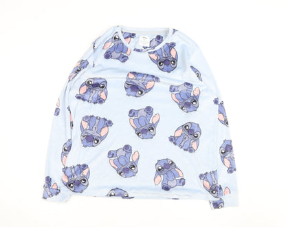 Disney Girls Blue Stitch Jumper Medium UK 12-14 Pullover Fleece