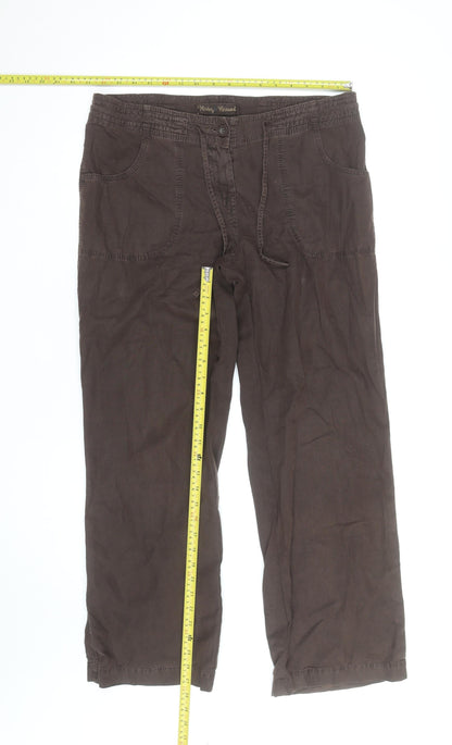 Watery Casual Women’s Brown Cargo Trousers Size 16 Cotton Straight Leg